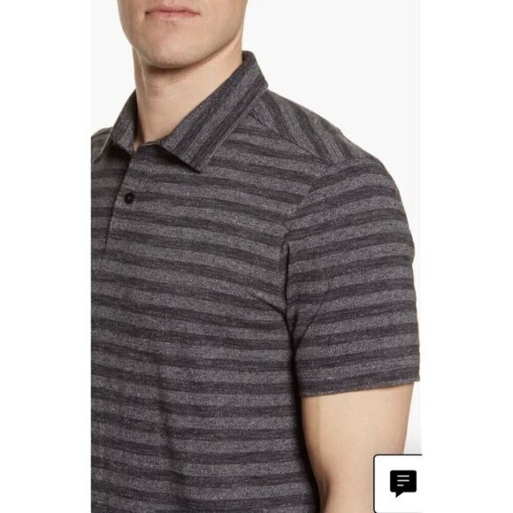 Nordstrom Mens Shop Gray Stripe Slub Polo Shirt Short Sleeve Sz XL - Picture 4 of 14